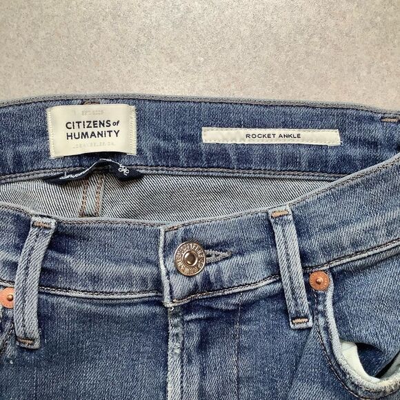 Citizens Of Humanity Rocket Ankle High Rise Skinny 25 Medium Distressed … - Picture 5 of 9